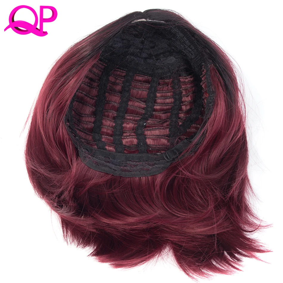 Qp волос синтетические короткие бордовый Боб Ombre Красный парики прямо Ombre ошибки Цвет волос