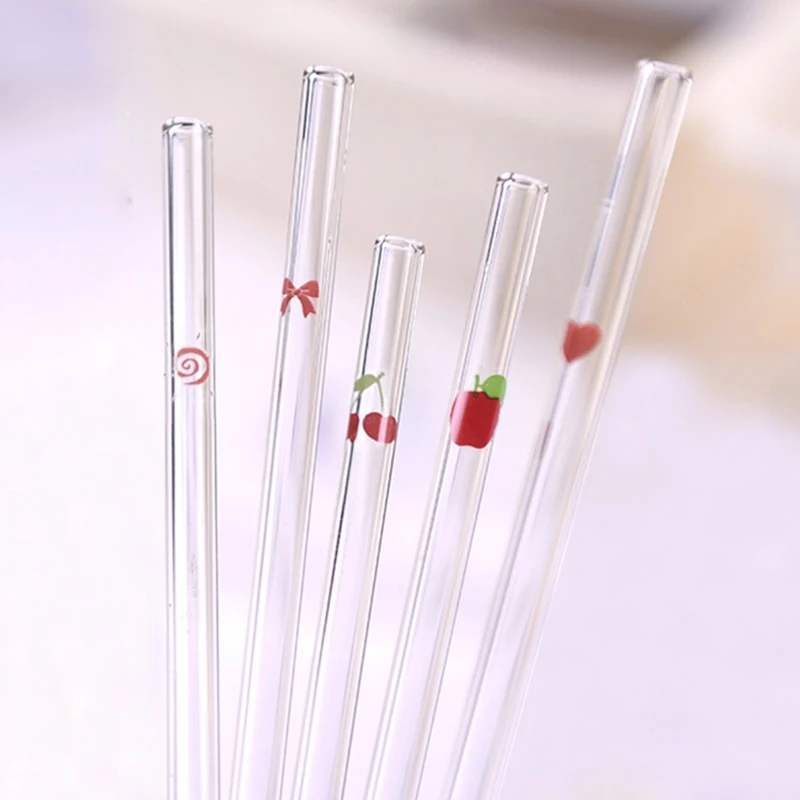 

Glass Straw Glass Drinking Straw Glass Tube Heater drink straw Heat Resistant Party Tube Patterned Party Decoration Drinkware
