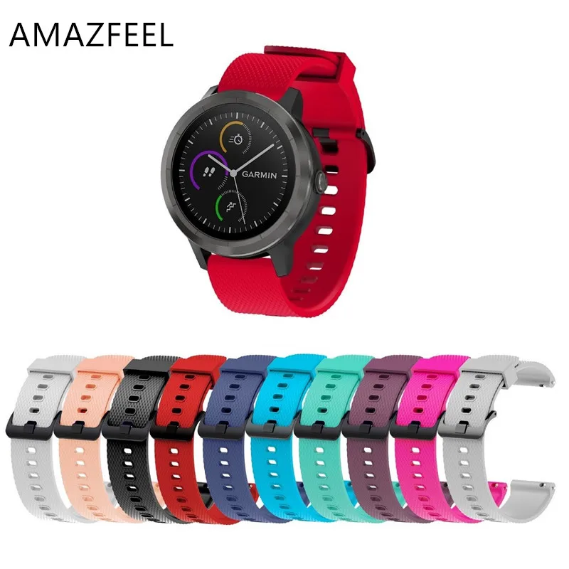Настоящий 20 мм Одноцветный силиконовый ремешок на запястье для Garmin