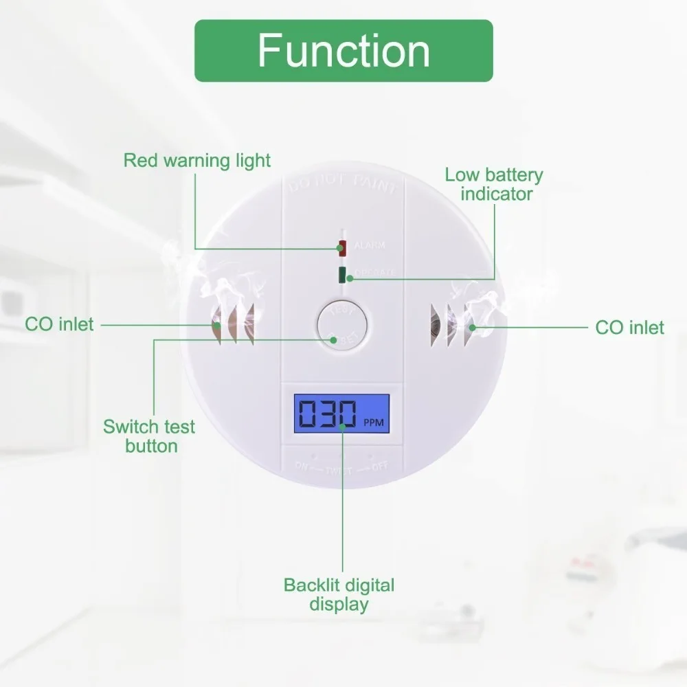 NIEUWE CO газовый датчик, детектор Koolmonoxidevergiftiging сигнализации детектор lcd Optische Onafhankelijke Hoge Gevoelige 120dB Waarschuw