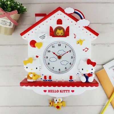 Милое мультяшное украшение Kitty My Melody Gemini часы качели с батарейкой художественное