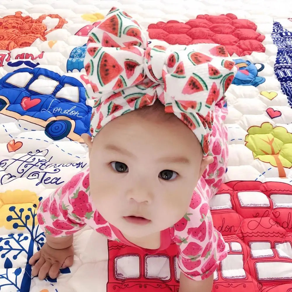 

2019 kids boho print turban bow Hat baby flroal Caps Boy Girls Princess Children's Hats Baby Beanie Hats accessories
