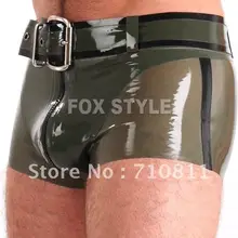 Натуральная Резина латексные трусы боксеры латексные шорты с поясом