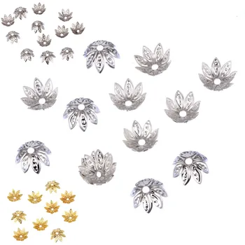 

Hot 11*11mm 100pcs/lot High Quality DIY Golden Silvery Flower Metal Charms Bead Caps for Jewelry Making
