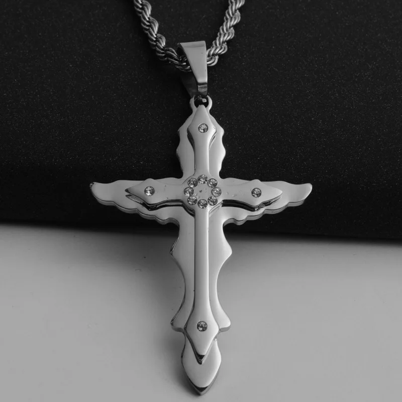 2016Fashion Trendy Stainless Steel Simple Little Cross Pendant Necklace