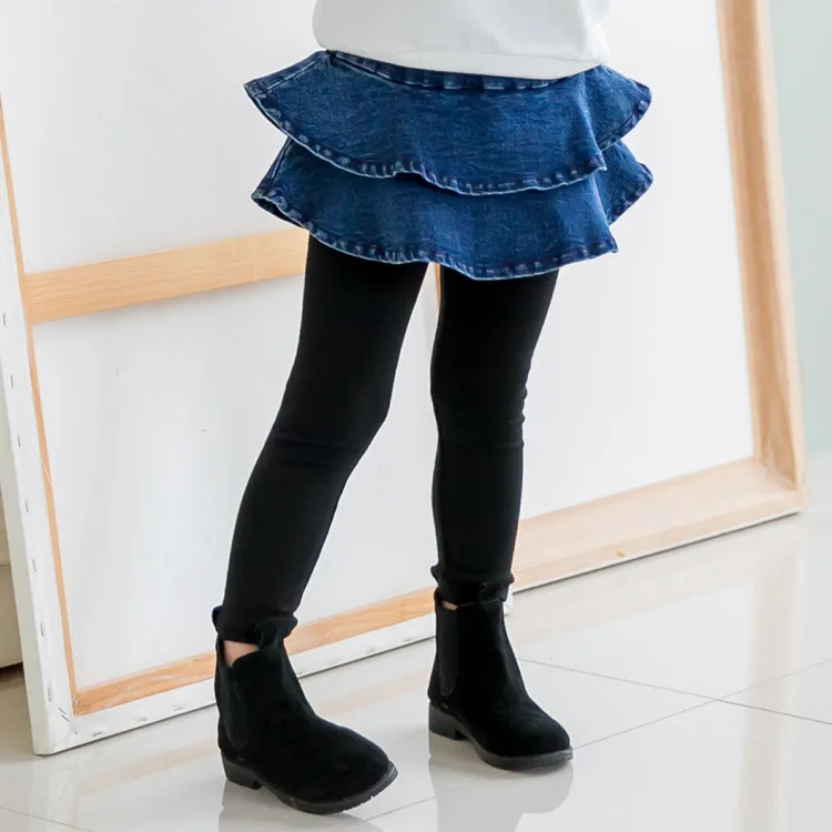 

2017 New Arrival Baby Girls Pants Spring Autumn Jeans Toddler Girl Ruffles Denim Skirt Pants School Kids Legging Trousers