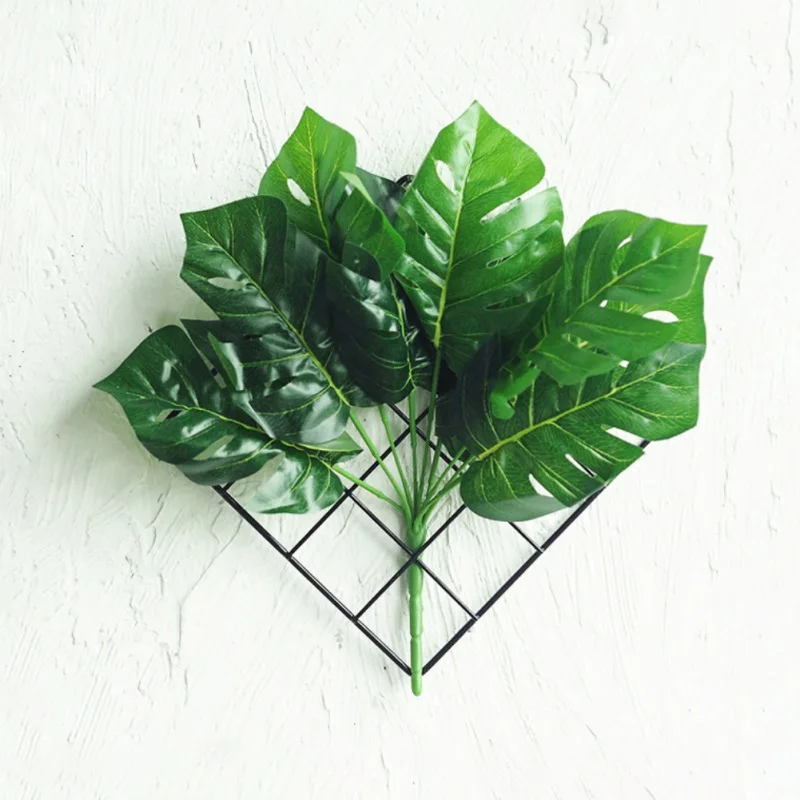 Nordic Style Spring Grass Living Room Wall Decoration Bedroom Pendant Green Plant Iron Grid Home Leaves | Дом и сад