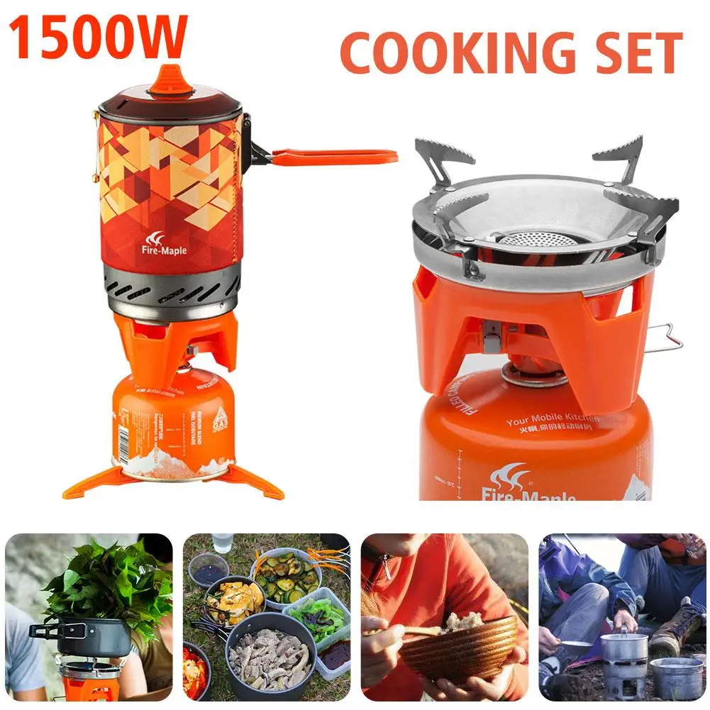 

1 Cookware Set Outdoor Stove Oven Cooking Hiking Kitchen Camping Cooker Portable Propane Gas Stove Burner Adapter