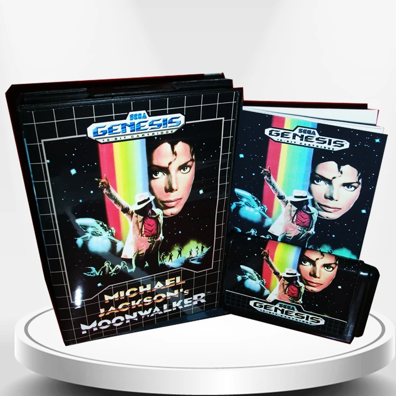 

Michael Jackson's Moonwalker US Cover with Box and Manual for MD MegaDrive Genesis Video Game Console 16 bit MD card