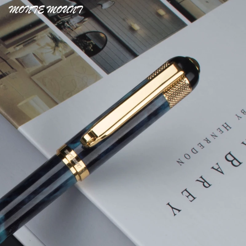 Роскошная ручка MONTE с золотым синим зажимом, высокое качество, школьные, офисные, канцелярские принадлежности, черная, сменная, рекламная, металлическая шариковая ручка, новинка