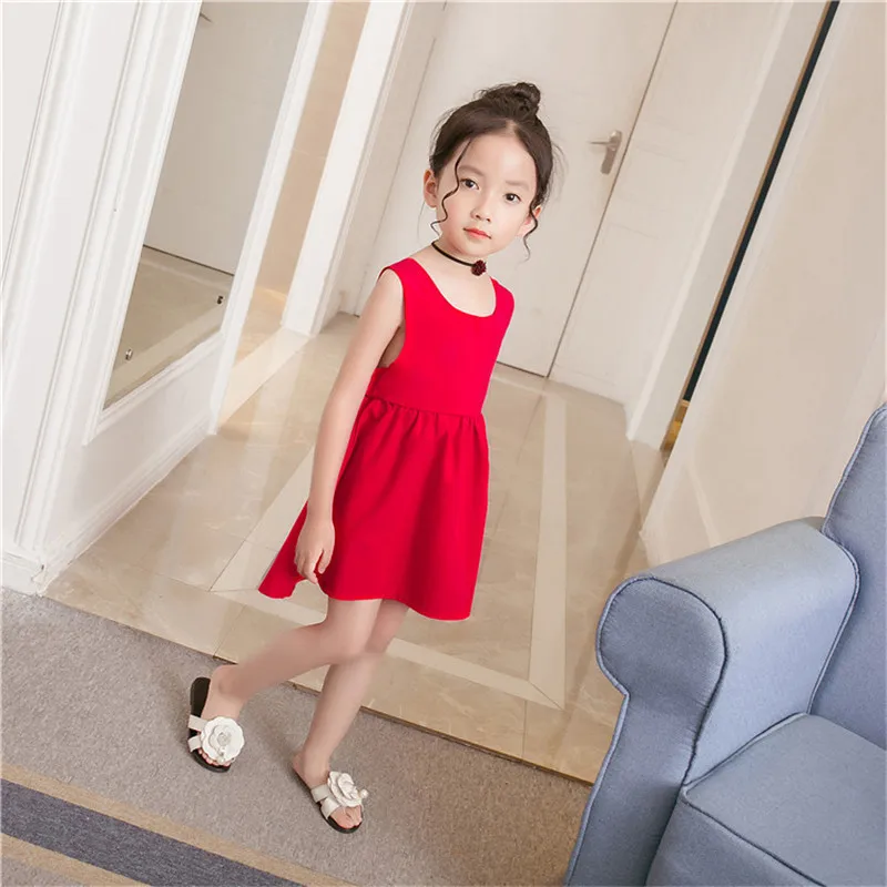 Beautiful Sling Princess Dresses Kids Red Color Back Black Butterfly Strap Cotton Dresse Baby Girls Clothes Children's Clothing01