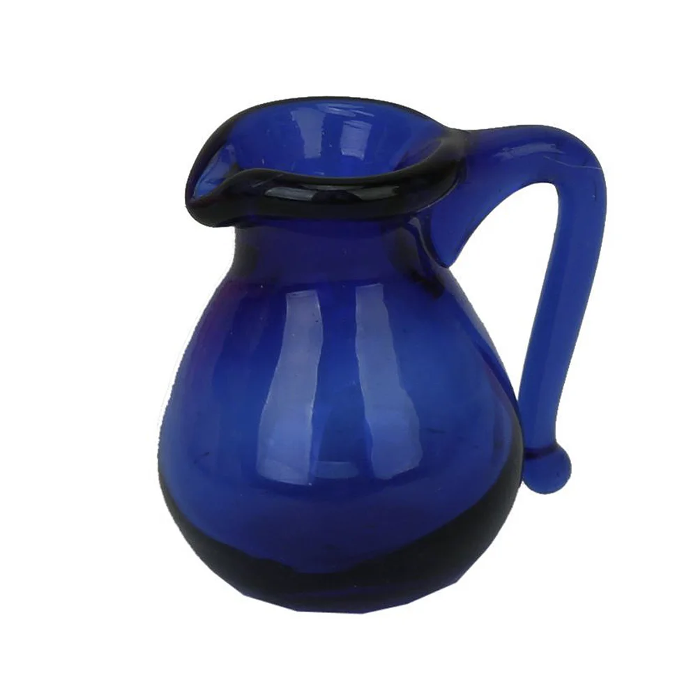

For Dollhouse Furniture Miniatures blue glass jug glass pot vase 1/12 scale Kitchen Toy