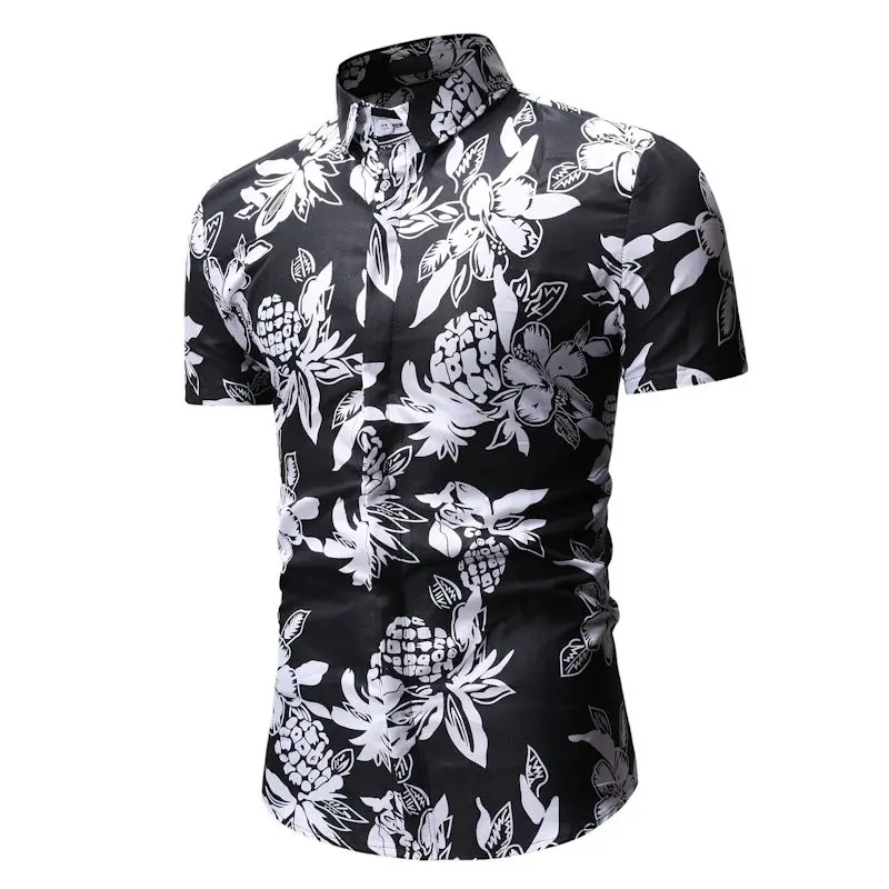 MarKyi модные цветочный принт мужская одежда рубашки для мальчиков slim fit короткий рукав повседневное рубашка мужская мода 2018