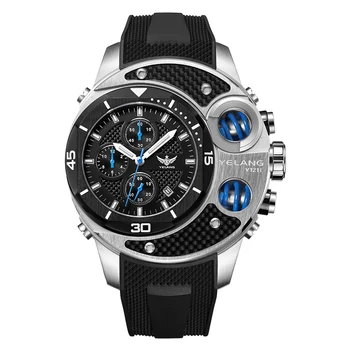 

YELANG V1211 Mens Army Chronography Big Dial 100M Waterproof Quartz WristWatch With T100 Tritium Tubes And Rubber Watchband