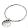 Gold Plating Steel Silver Color Pendant Charm Bangle Bracelet with Dangle Drop Simple Bangle For Women 4