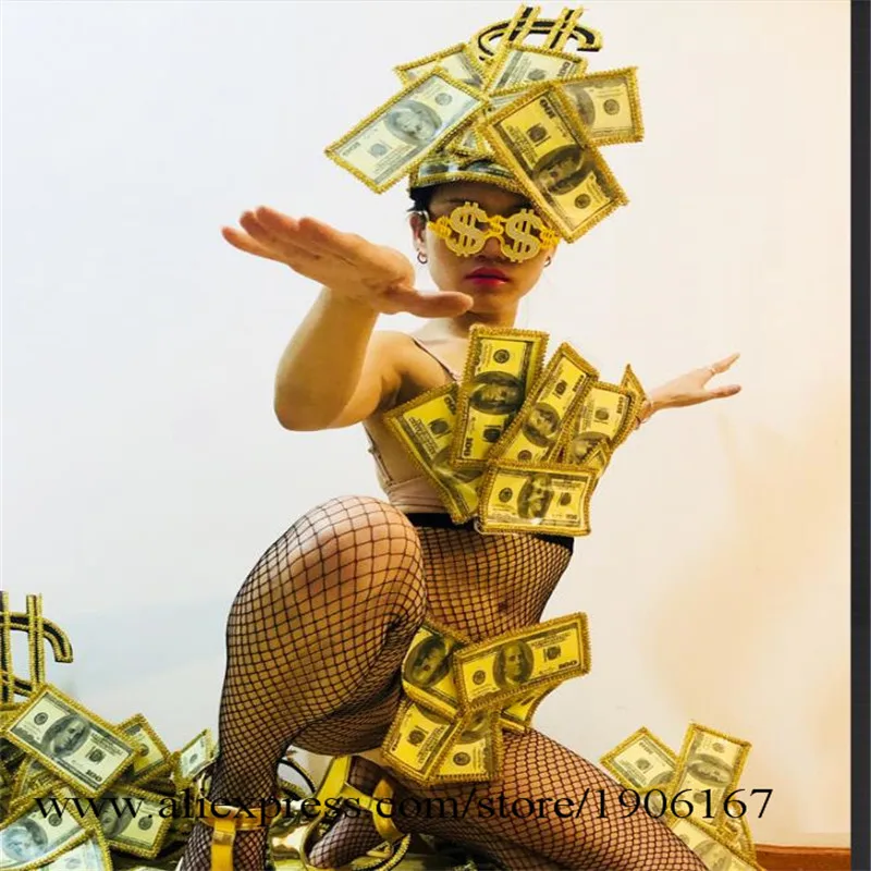 US dollar art design gogo bar ds costume sexy bikini performance clothing2