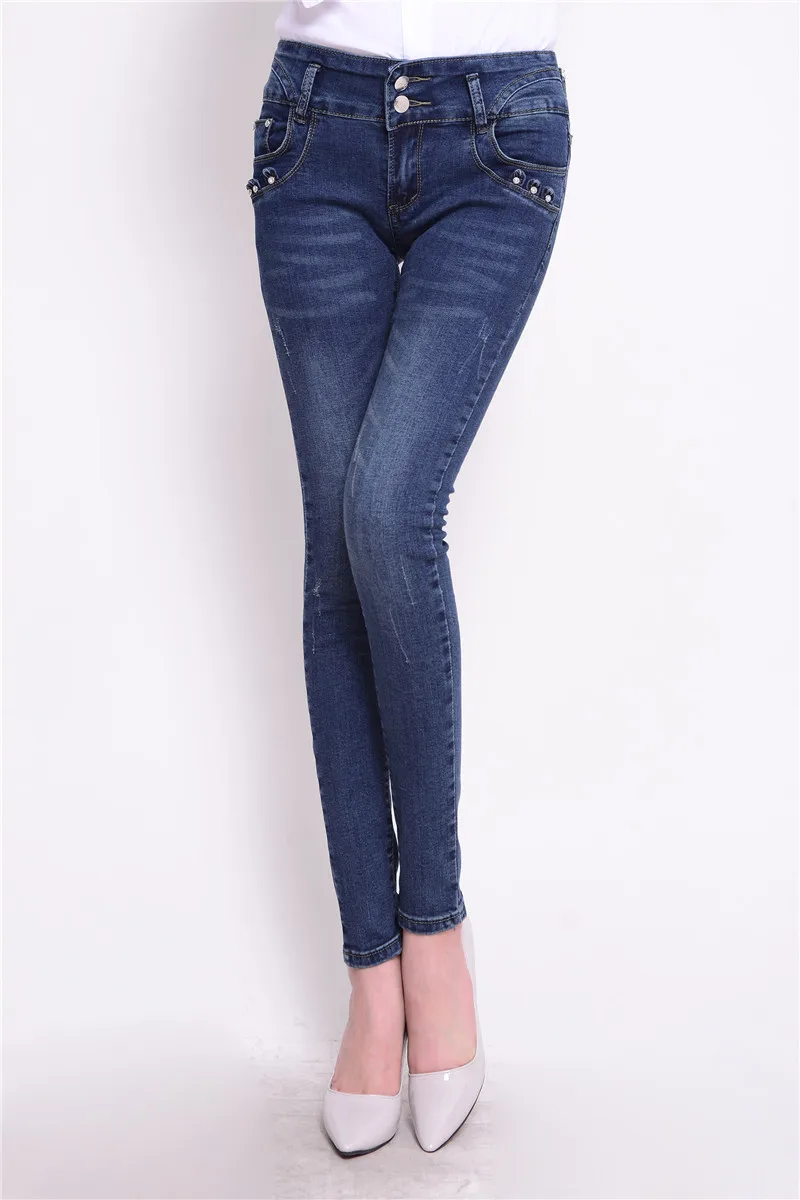 New fashion brand women skinny pencil jeans denim elastic pants washing color good quality woman casual