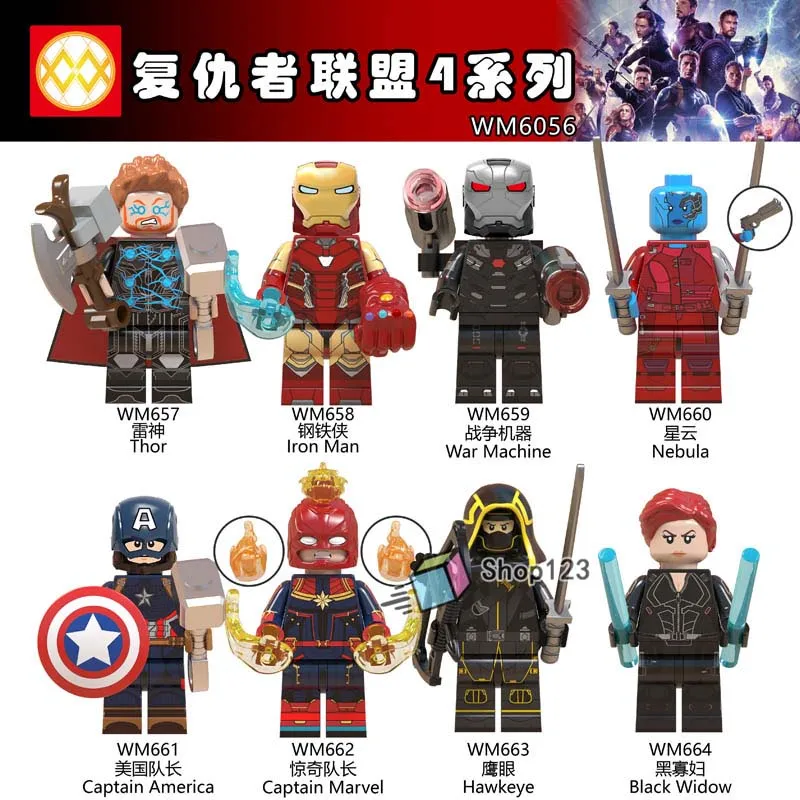

20PCS New Avengers 4 Endgame Figures Thor Captain America Marvel Black Widow Iran Man Hawkeye Nebula Building Blocks Kids Toys