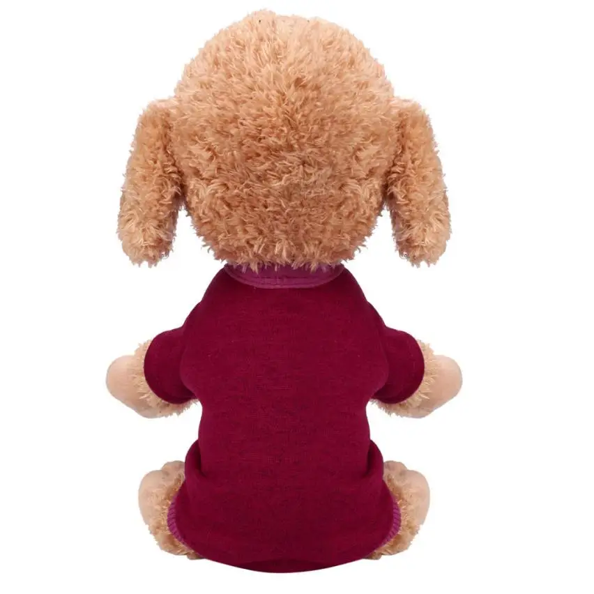 Pet Dog Puppy knitted sweater Fleece Wine Red Sweater Clothes Warm