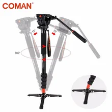COMAN KX3232 trípode de aluminio con trípode Q5 cabeza fluida Unipod titular, carga máxima 6 kg para Canon Nikon Sony Panasonic GH5 DSLR