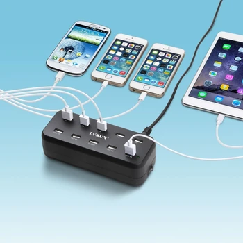 

Udoli 60W Auto Detecting and Switching charging Universal Desktop Multi-port USB Wall Charger 10 Port AC Adapter for iPad Tablet