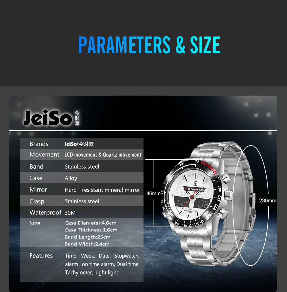 Outdoor Sport Digital Watch Men Stainless Steel Quartz Waterproof LED Wristwatch Dual Display Military Clock     Horloges Mannen (5)