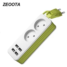 Мощность Полосы 1/2 ЕС Plug 1200 Вт В М 1,5 в, 250 м кабель, стены несколько гнездо Портативный 4 USB порты и разъёмы для Мобильные телефоны для смартфонов планшеты