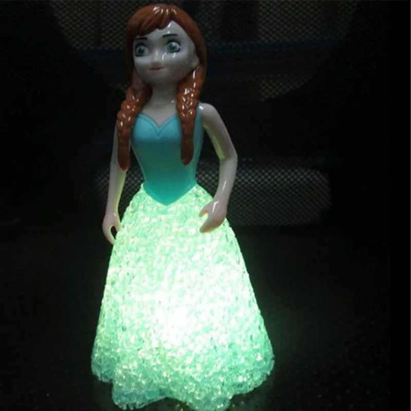 Frozen Elsa Action Princess crystal doll with LED light girl Anna Toy Figures