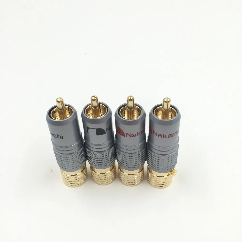 6pcs NAKAMICHI 10mm Gold Plated RCA Plug Locking Non Solder Plug RCA Coaxial Connector Socket Adapter factory High Quality