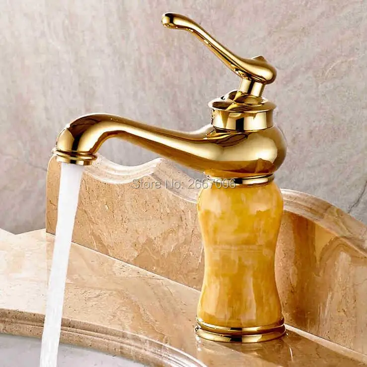 Free shipping Hot sale european style brass golden bathroom faucet