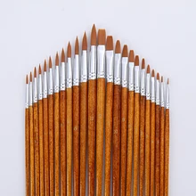 24 шт нейлоновые волосы деревянная ручка для рисования кисти для художника Набор ручек
