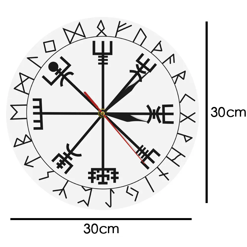 Vegvisir рунный круг Викинг норвежский мифологический настенные часы Viking Pagan Asatru Рунический компас настенные часы домашний декор