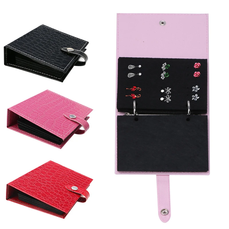 

JAVRICK Book Style Faux Leather Jewelry Earring Ear Studs Case Storage Holder Organiser