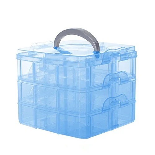

Plastic 3 Tiers Portable Detachable Storage Box Transparent Container Organizer