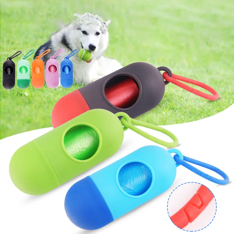 Pill Shape Pet Dog Poop Bag Dispenser Pet Waste Garbage Bags Carrier Holder Pet Poop Bags Dog Waste Poop Bag Dogs Accessories