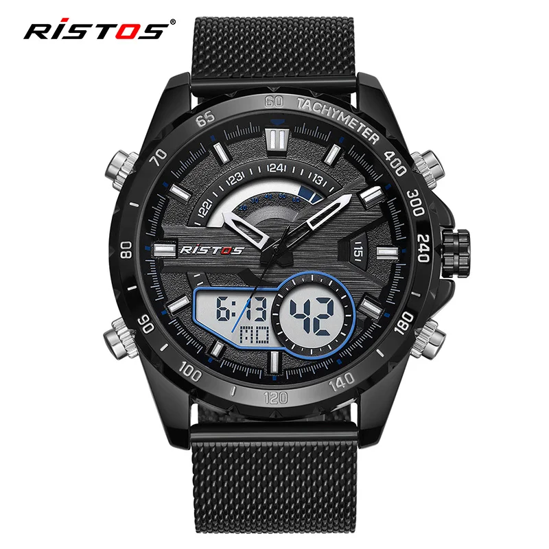

RISTOS Top Brand 2018 Casual Multifunction Men Sport Watches Chronograph Digital Male Wristwatch Relojes Masculino 9361