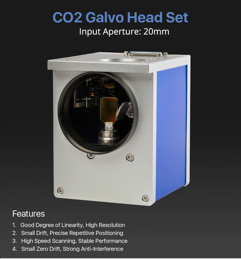 CO2 Galvo сканирующая головка Входная диафрагма 20 мм Гальванометр сканер CO2 лазерные запчасти для маркировочной машины 1064nm JD2808 с электропитанием набор