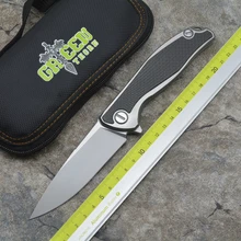 Green thorn 95 custom page folding knife M390 blade TC4 titanium CF 3D handle camping hunting Pocket EDC tools