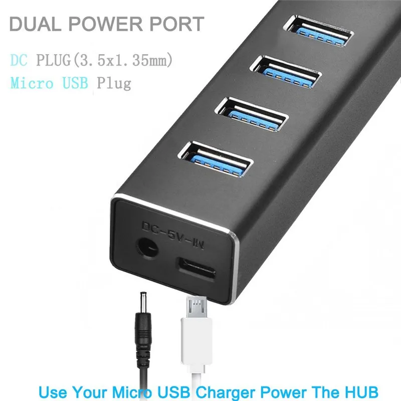 BinFul High Speed Aluminium 4 Ports USB 3 0 Hub Portable Hub Splitter USB 3 0 5