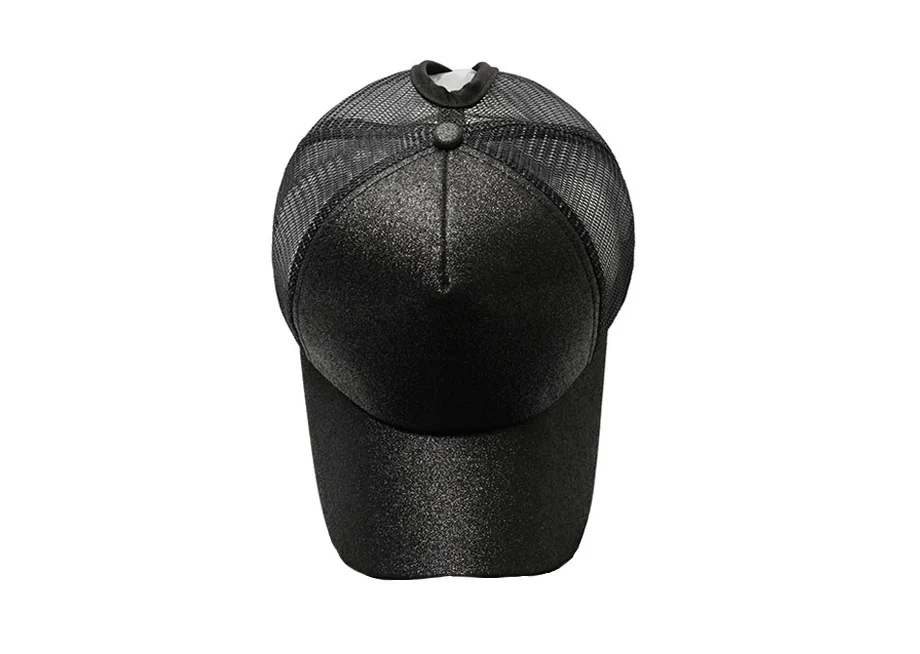 Glitter Ponytail Baseball Cap Women Messy Bun Adjustable Snapback Hats Girls Adjustable Summer Mesh CC Caps Drop Shipping   (2)
