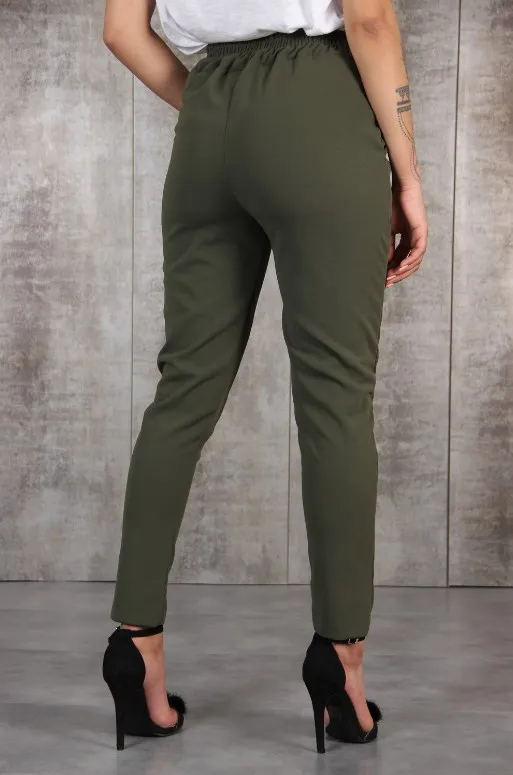 BornToGirl Повседневные тонкие шифоновые тонкие брюки для женщин с высокой талией черные зеленый брюки цвета хаки