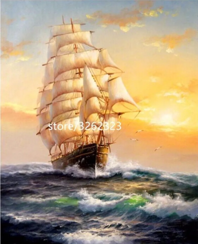 

2017 hot sale diy diamond painting for full cube diamond embroidery Sailing boat hobbies and diamond mosaic for Christmas gift