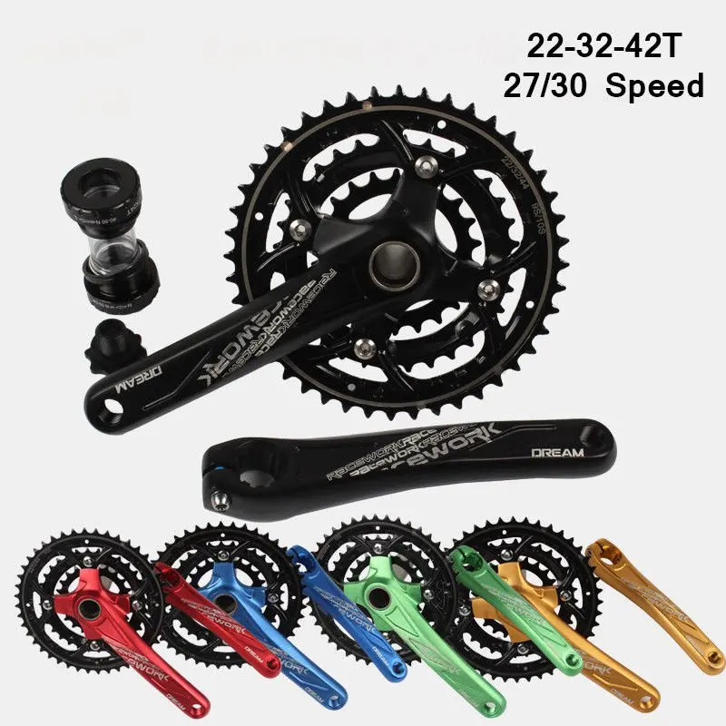 

MTB Bike 27/30 Speed Crankset Aluminum Crank BB 104bcd bicycle Chainring 22-32-42T crankset