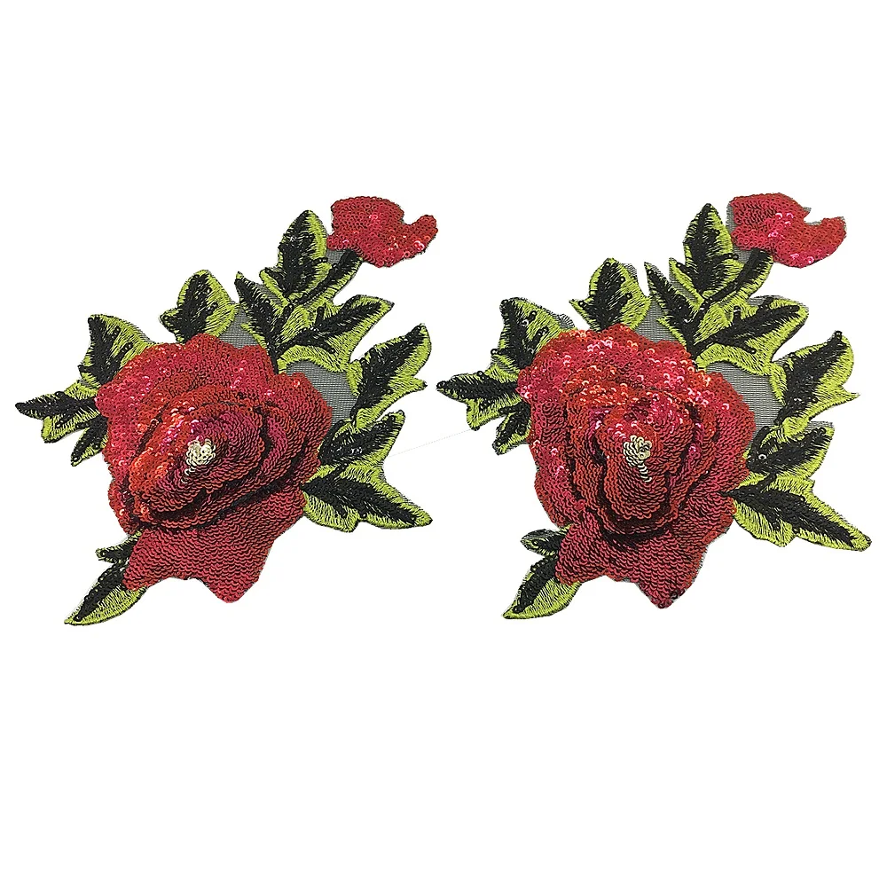 2pc 3d Beaded Sequin Flower Applique Embroidered Patch Flowers Patches For Clothing Parches Ropa
