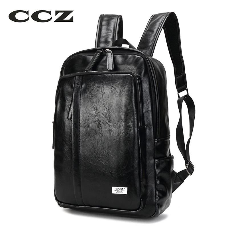 

CCZ New Arrival Fashion Schoolbag Men Backpack PU Leather Women Backpack Teenage Rucksack Shoulders Bag 14" Laptop Bag BK8033