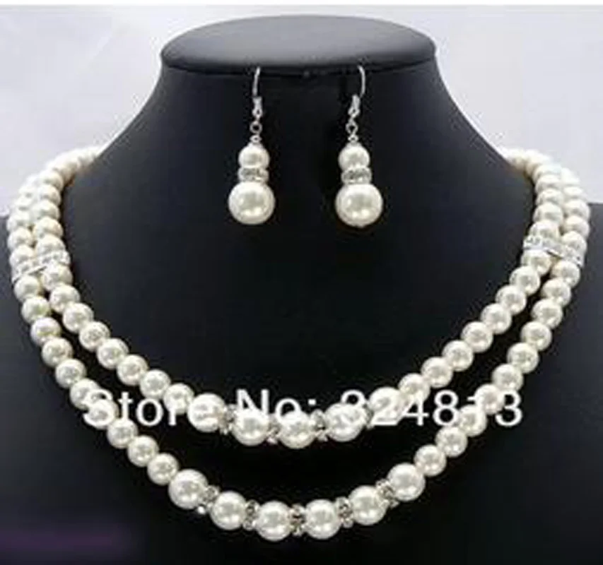 

Women's Bridal Wedding Southsea Shell Pearl Necklace Earrings