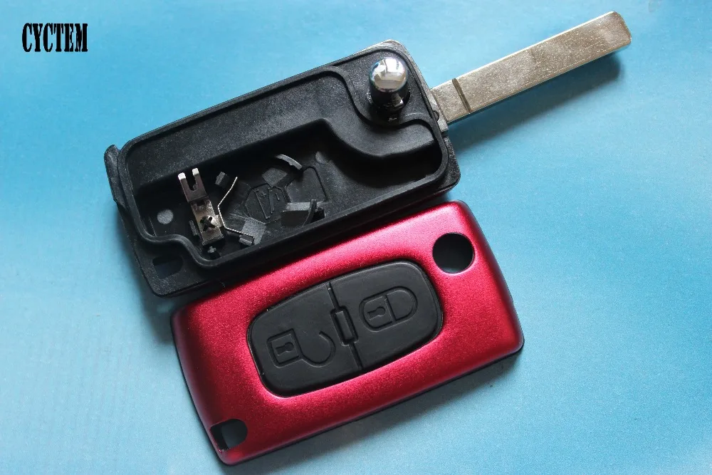 

Clearance Sale CYCTEM Car Flip Key Cover 2 Buttons Folding Remote Key Shell Fob Case Fit For Peugeot Citroen VA2 Blade CE0536