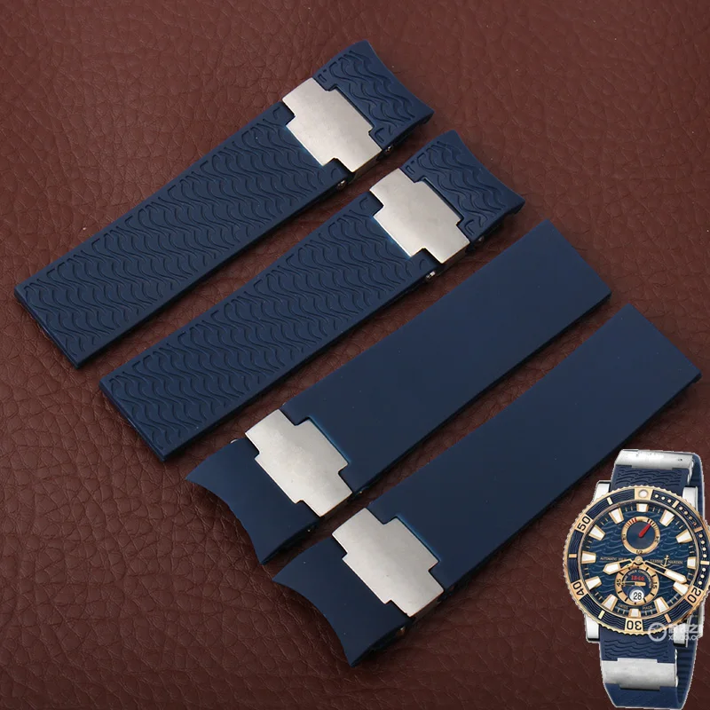 22 мм водонепроницаемый резиновый ремешок для Ulysse Nardin DIVER 263/266 мужской черный