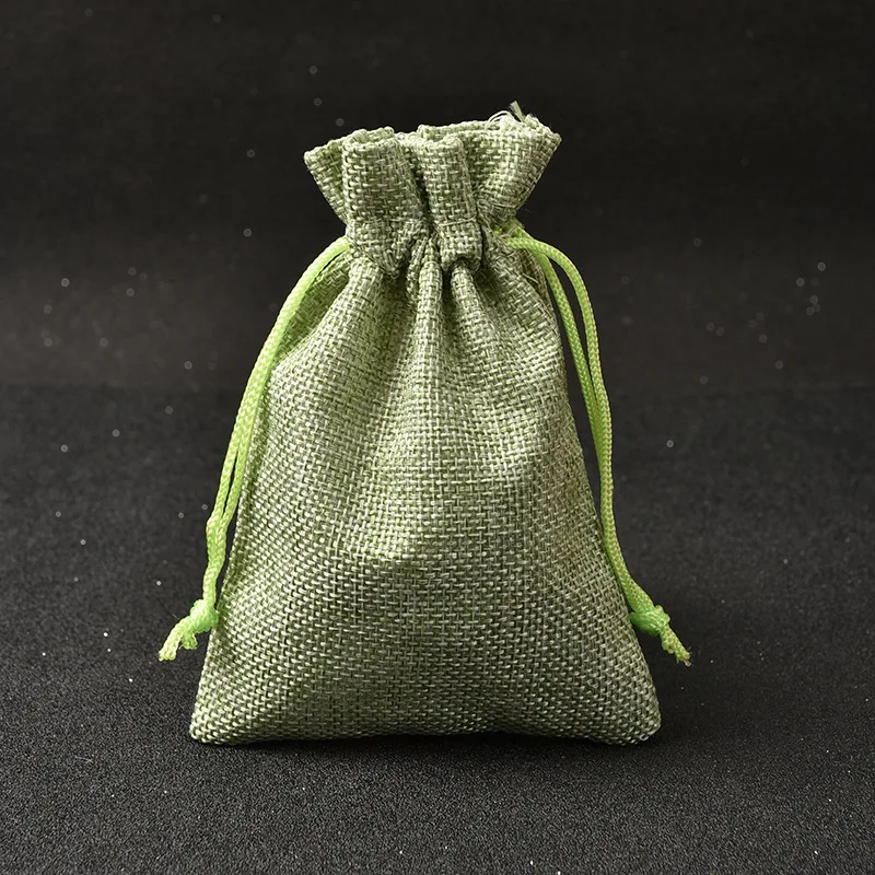 10x14cm 20pcs Olive Green Jute Drawstring Gift Bag Incense Storage
