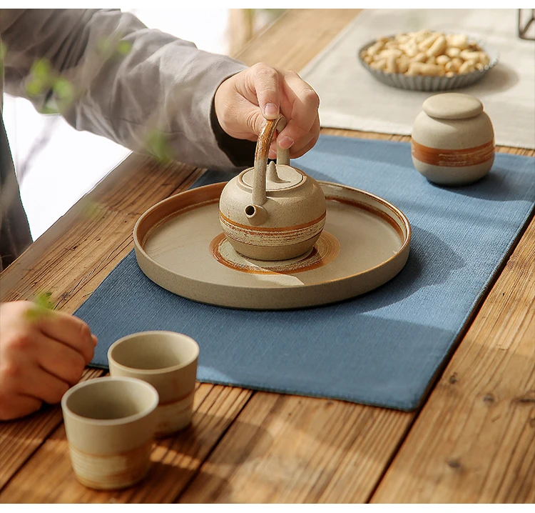 Передничек 6 Наборы для ухода за кожей Керамика Портативный путешествия Чай набор с мешком японский Стиль Чай горшок Высокое качество